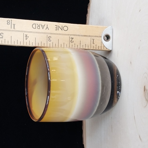 Glassybaby "Hero" Glass Candle Votive Holder Fall Brown Cognac Amber With Yellow - Picture 10 of 11